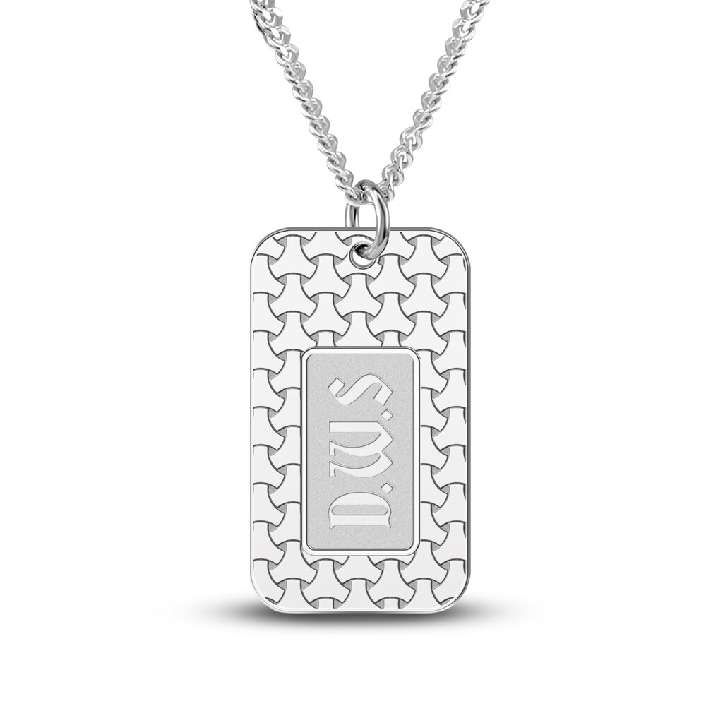 Men's Engravable Dog Tag Pendant Necklace Sterling Silver 22" perugNjD