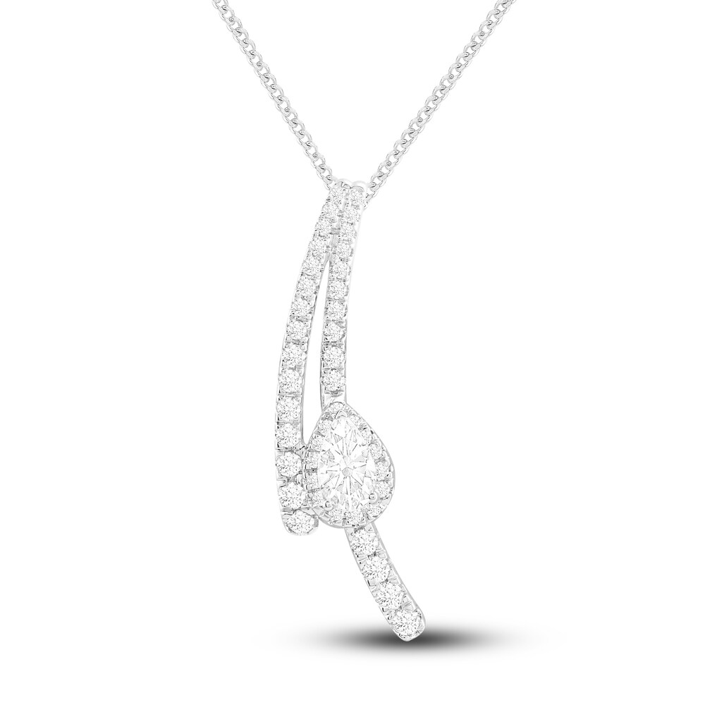 Diamond Pendant Necklace 1/2 ct tw Pear/Round 10K White Gold 19" pgODxP0F