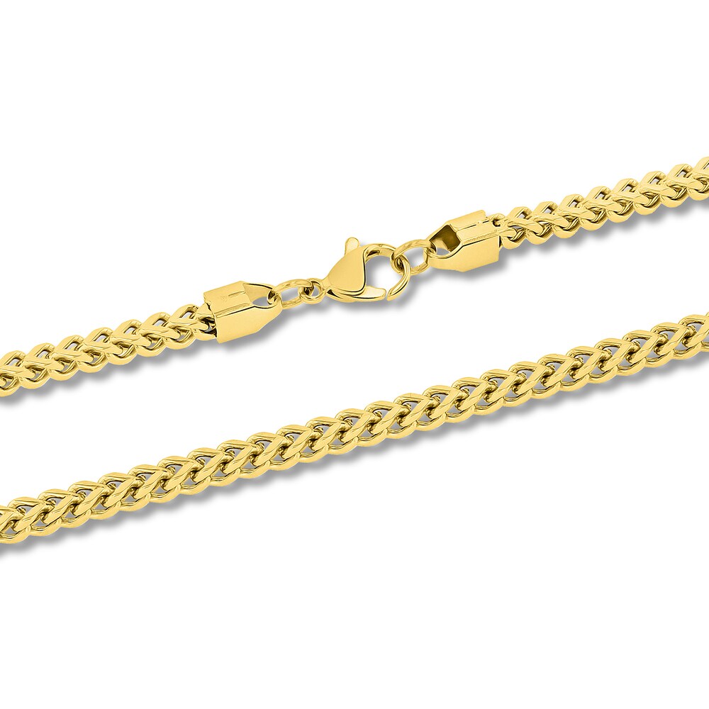 Foxtail Chain Necklace Yellow Ion-Plated Stainless Steel 24\" pze2fecL