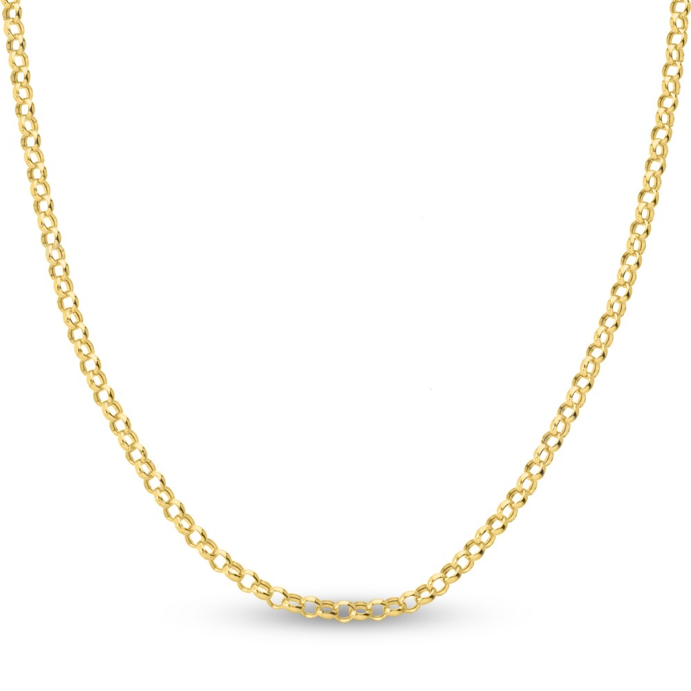Hollow Rolo Chain Necklace 14K Yellow Gold 20" q1ugiDDu