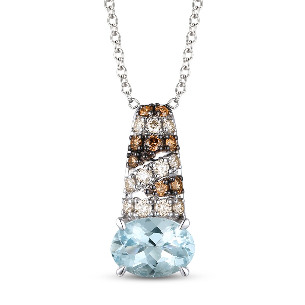 Le Vian Natural Aquamarine Necklace 1/6 ct tw Diamonds 14K Vanilla Gold q3kE1rKC
