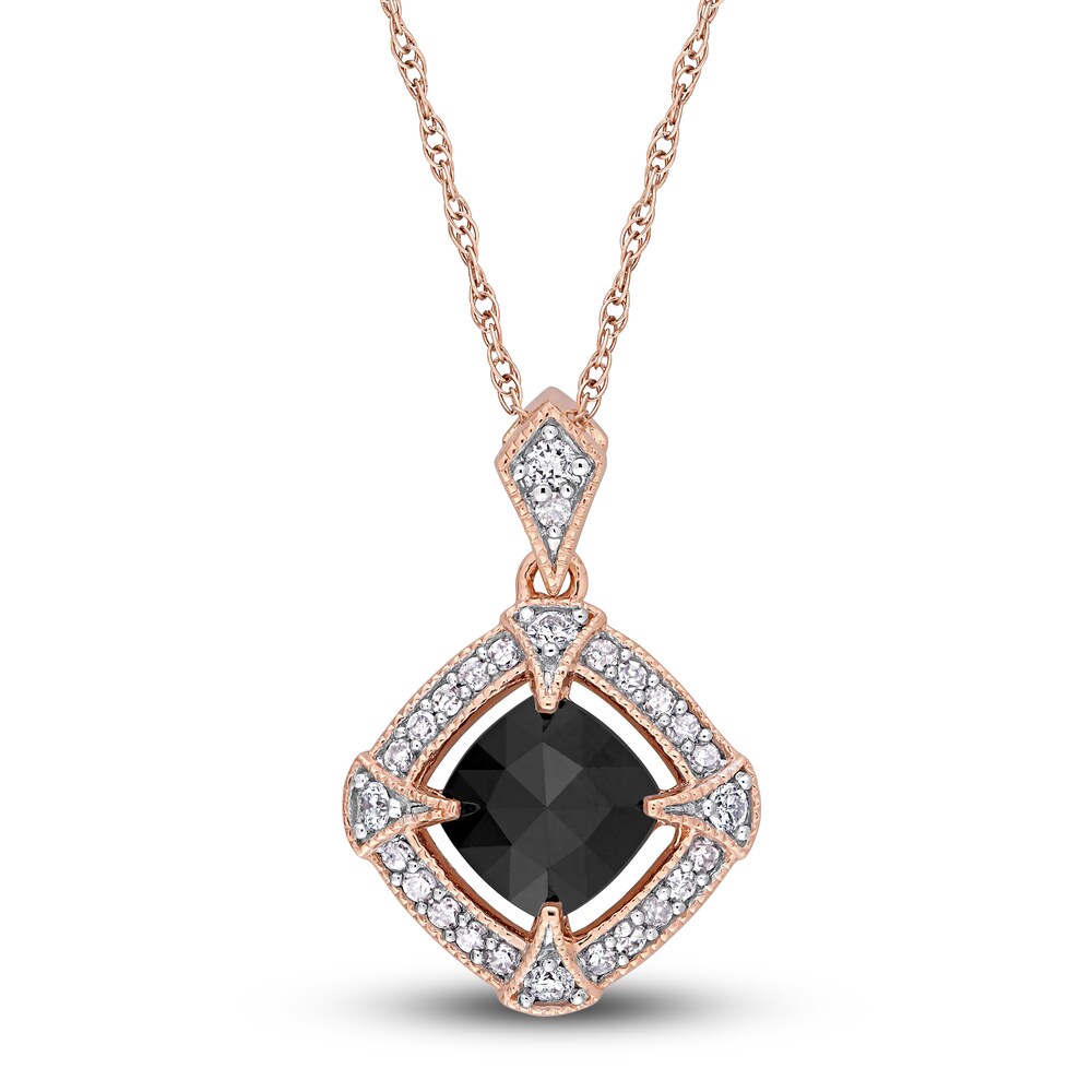 Diamond Halo Necklace 1-1/8 ct tw Cushion/Round 10K Rose Gold 18\" q5Xdtplx