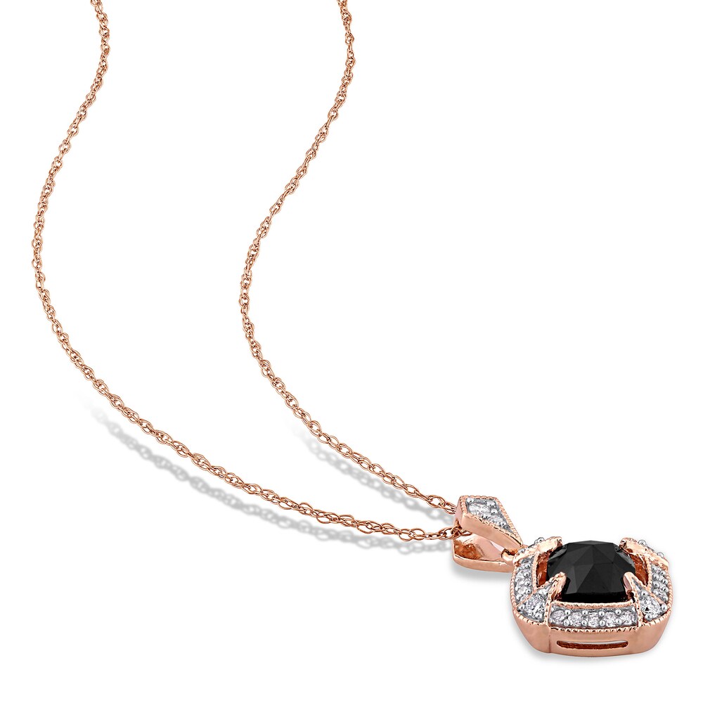 Diamond Halo Necklace 1-1/8 ct tw Cushion/Round 10K Rose Gold 18\" q5Xdtplx