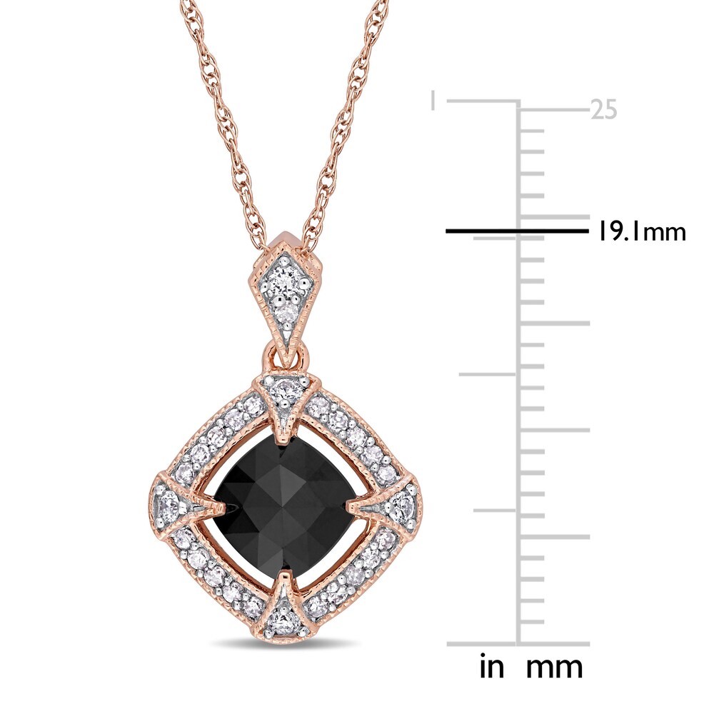 Diamond Halo Necklace 1-1/8 ct tw Cushion/Round 10K Rose Gold 18\" q5Xdtplx