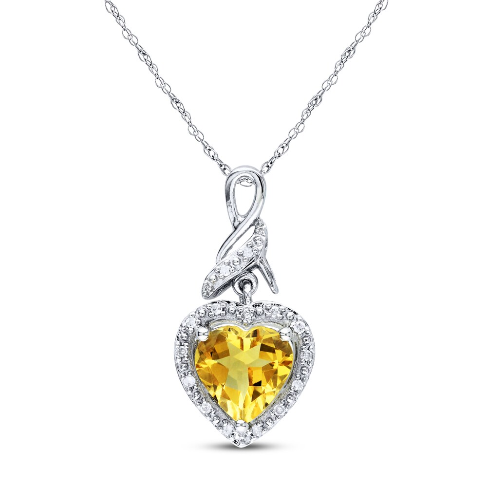 Citrine Heart Necklace 1/20 ct tw Diamonds Sterling Silver q7cbAhAc