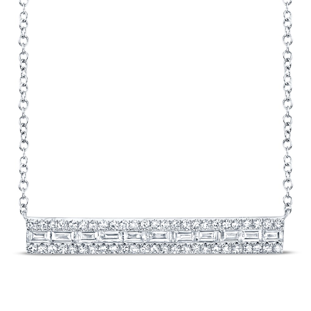 Shy Creation Bar Necklace 3/8 ct tw Diamonds 14K White Gold SC55005650 q8j9NZ5A