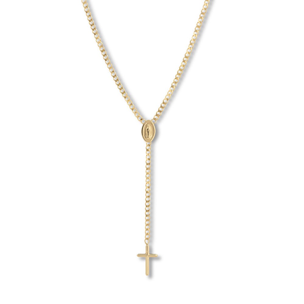 Madonna and Crucifix Choker 14K Yellow Gold 15" Adjustable q9vCWVDj