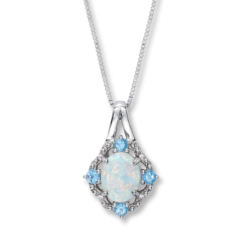 Lab-Created Opal Necklace Topaz & Diamond Sterling Silver qCa9Fhx3