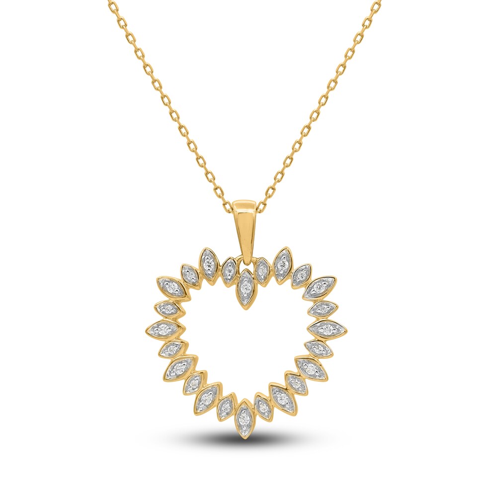 Diamond Heart Necklace 1/10 ct tw Round 14K Yellow Gold 18" qJWwHLyU