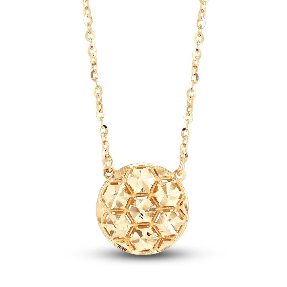 Italia D'Oro Round Bead Pendant Necklace 14K Yellow Gold 18" qKNqhiuE