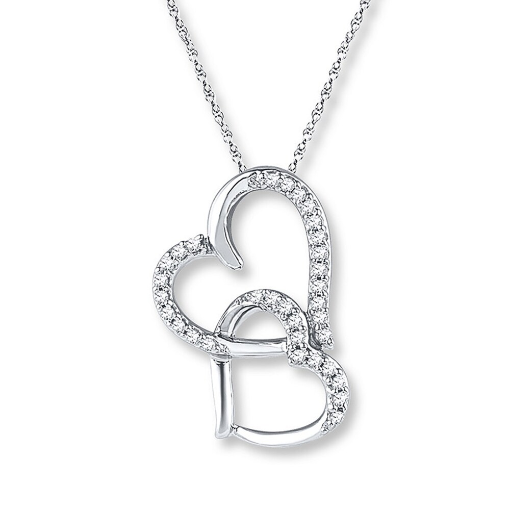 Diamond Heart Necklace 1/10 ct tw Round-cut 10K White Gold qLU8EHsZ