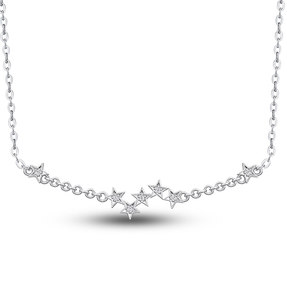 Star Necklace Diamond Accents 14K White Gold 18" qOa2qqSd