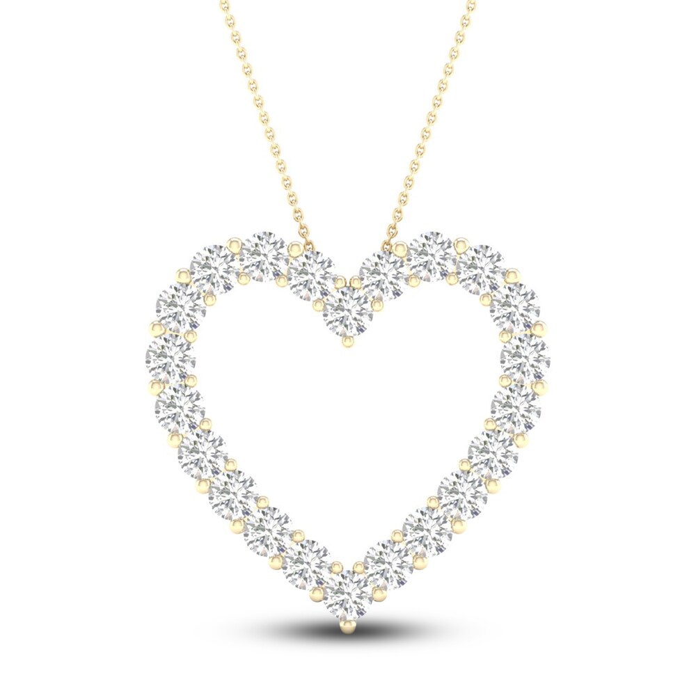 Lab-Created Diamond Heart Necklace 2 ct tw Round 14K Yellow Gold qObnDxXt