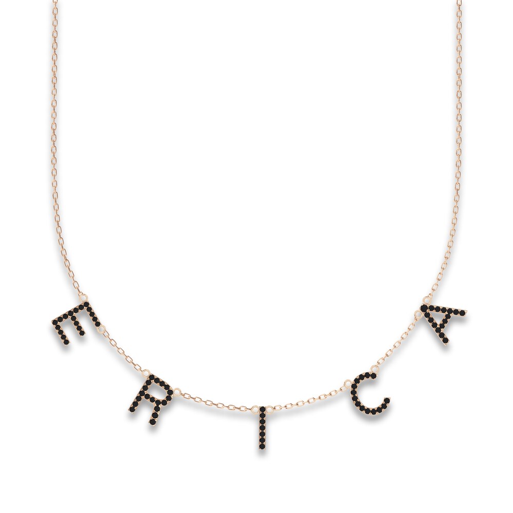 Juliette Maison Black Diamond Station Name Necklace 1-3/8 ct tw Round 10K Rose Gold qQ4sks9Y