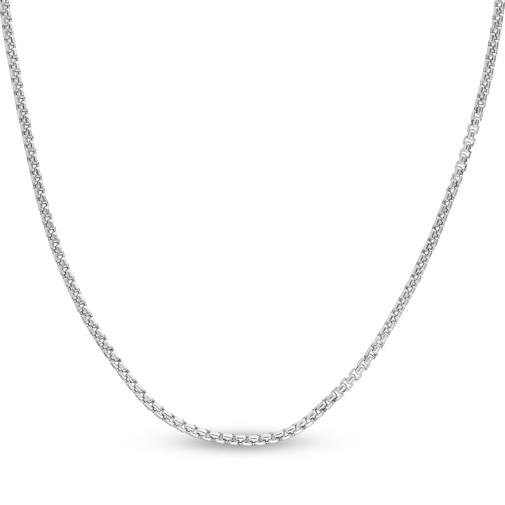 Hollow Round Box Chain Necklace 14K White Gold 20" qRPRF5dX