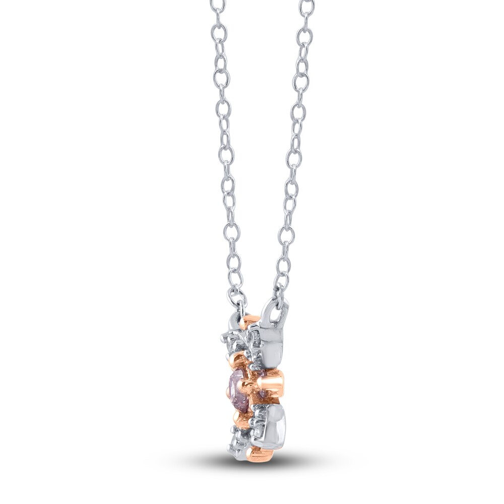 Pink & White Diamond Pendant Necklace 1/6 ct tw Round 14K Two-Tone Gold qRYmVE73