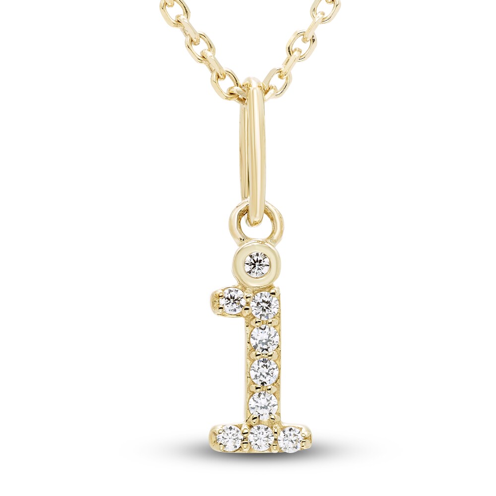 Diamond Initial I Pendant Necklace 1/20 ct tw Round 10K Yellow Gold 18" qWVVbJz9