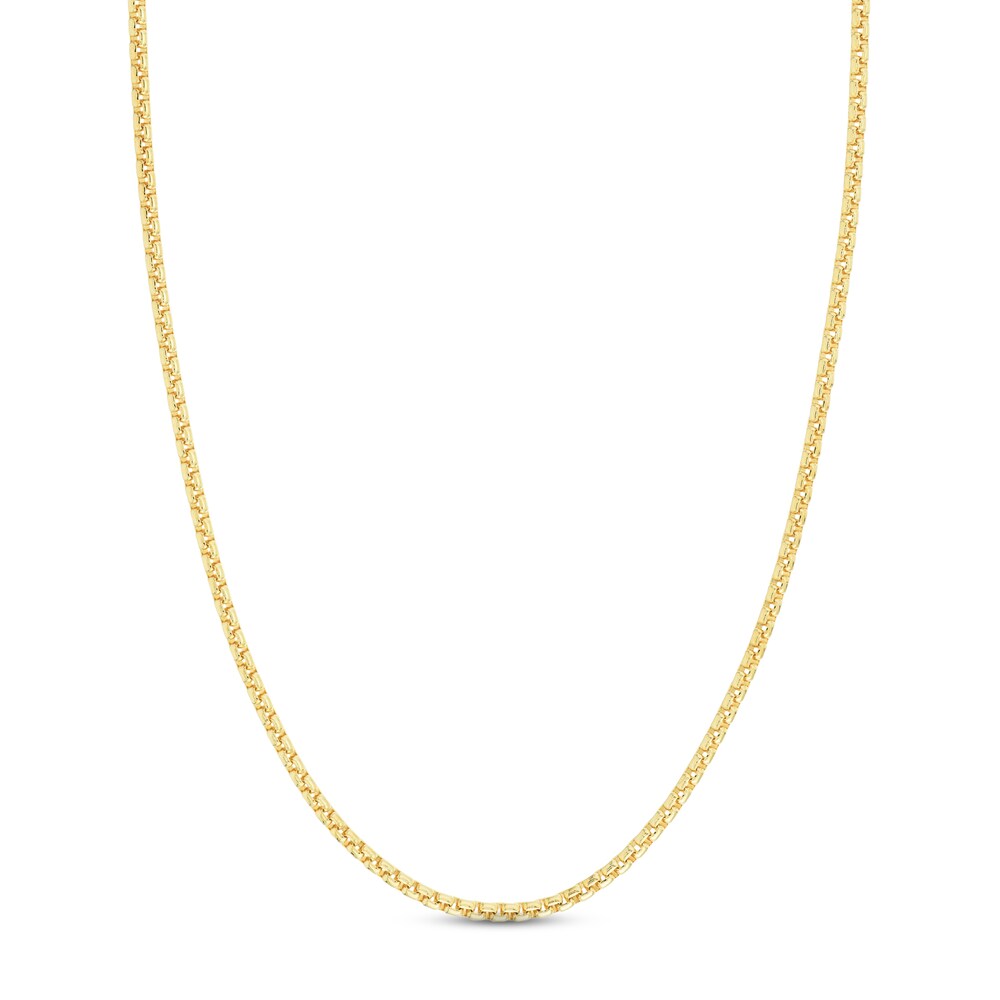 Round Box Chain Necklace 14K Yellow Gold 22" qZWvUS1H