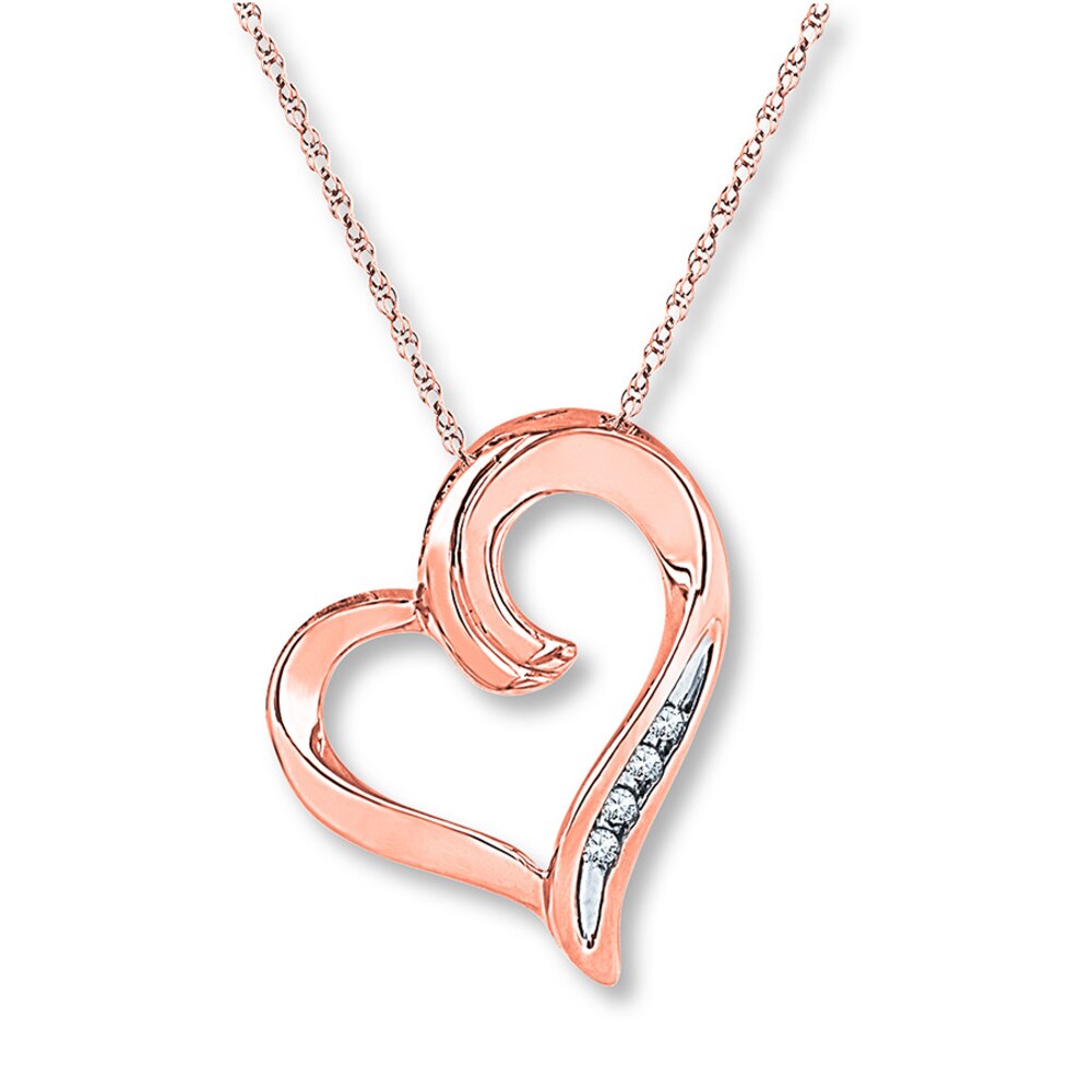 Heart Necklace Diamond Accents 10K Rose Gold qeQBTrWV