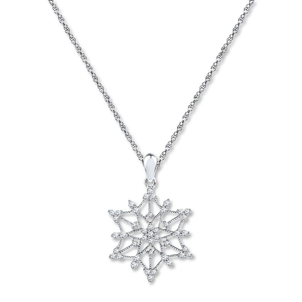 Snowflake Necklace 1/2 ct tw Diamonds 10K White Gold qiqf0A6W