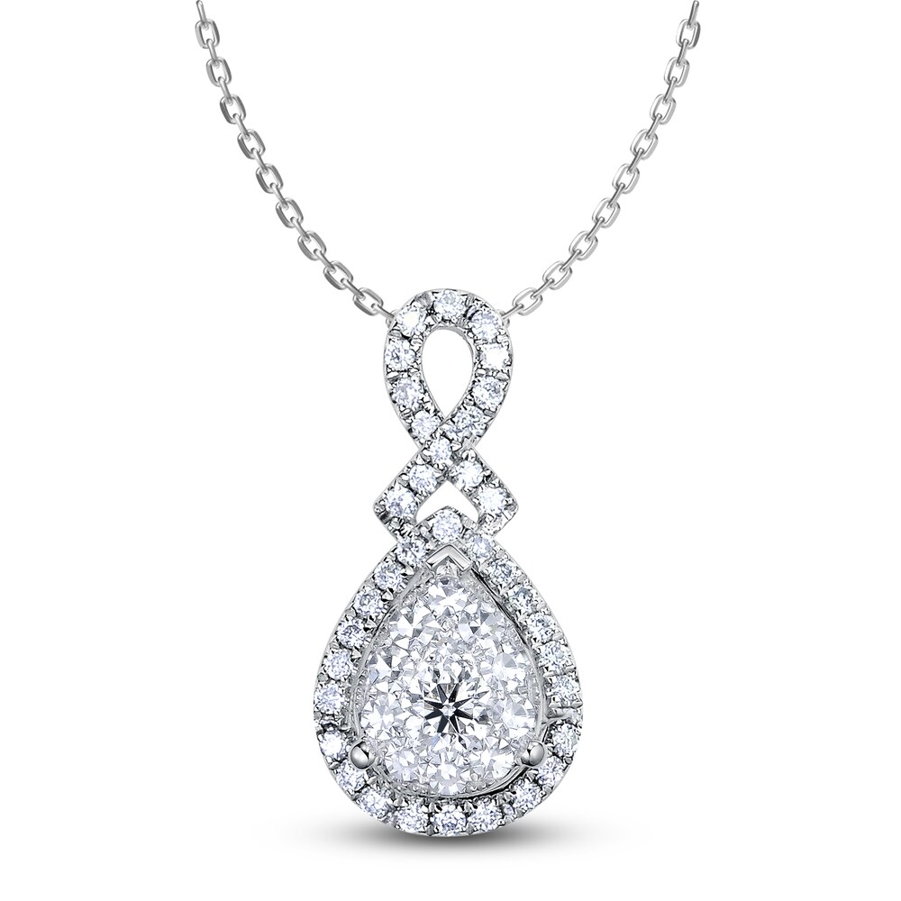 Diamond Necklace 1 ct tw Round 14K White Gold 18" qkiRALVM