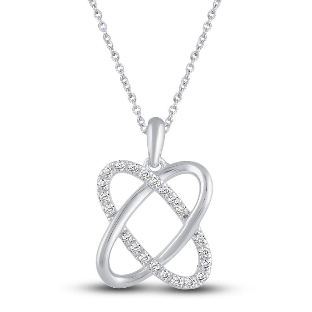 Diamond Interlocking Pendant Necklace 1/5 ct tw Round 14K White Gold qlK9m6NQ