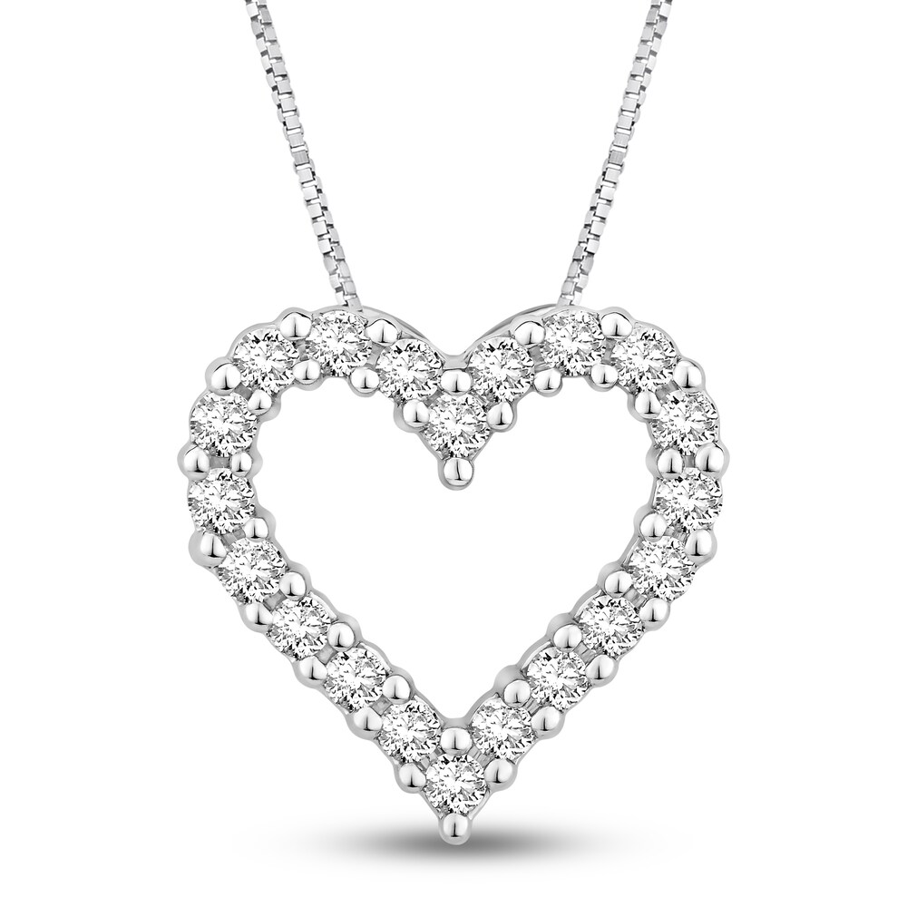 Diamond Heart Necklace 1/2 ct tw Round 14K White Gold qsf8HnSH