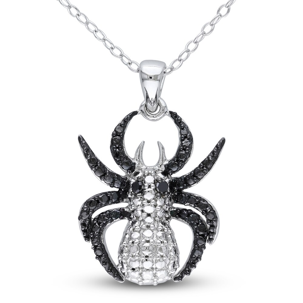 Black Diamond Spider Necklace Diamond Accents Sterling Silver 18" qv77xJS5