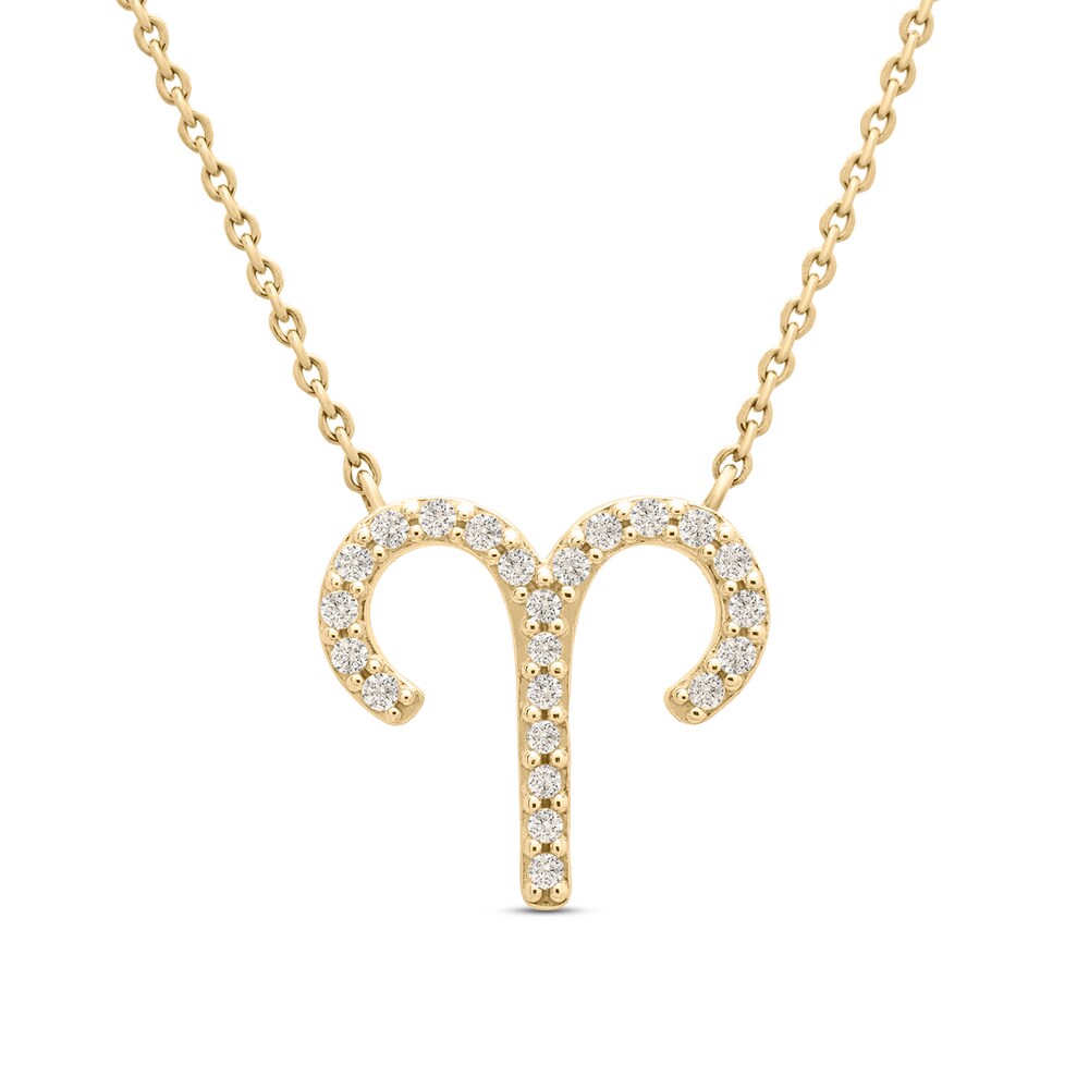 Diamond Aries Necklace 1/10 ct tw 10K Yellow Gold qwqYY83B