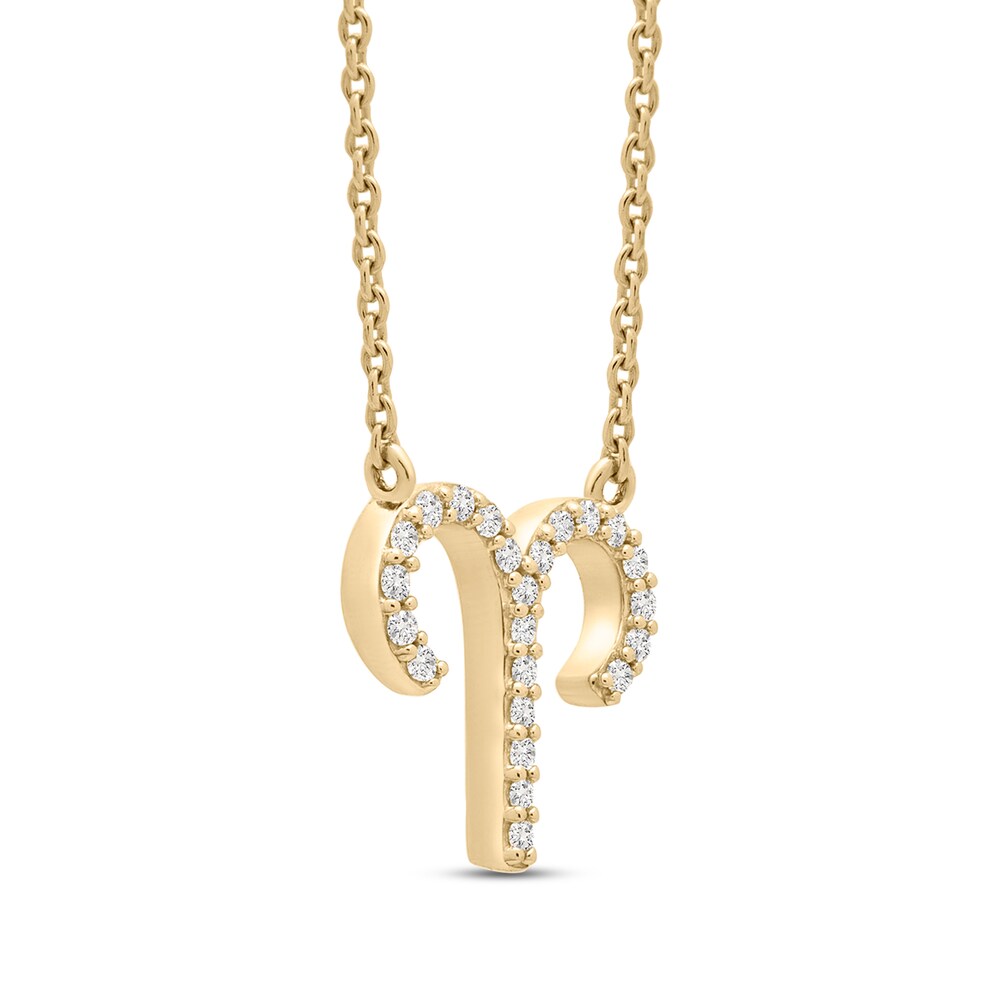 Diamond Aries Necklace 1/10 ct tw 10K Yellow Gold qwqYY83B