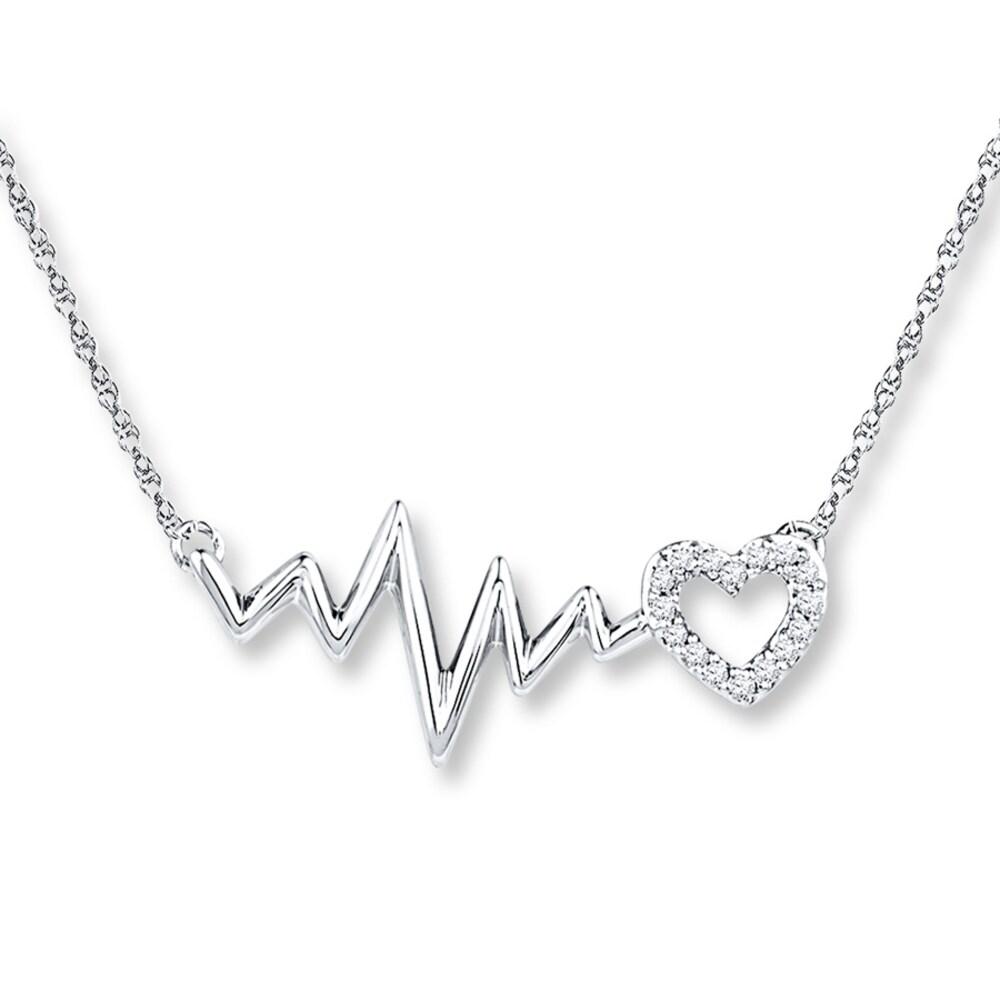 Heartbeat Necklace 1/20 ct tw Diamonds 10K White Gold qxtxwaLa