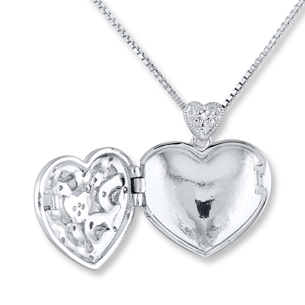 Heart Locket Necklace 1/10 ct tw Diamonds Sterling Silver qyZUfEmD