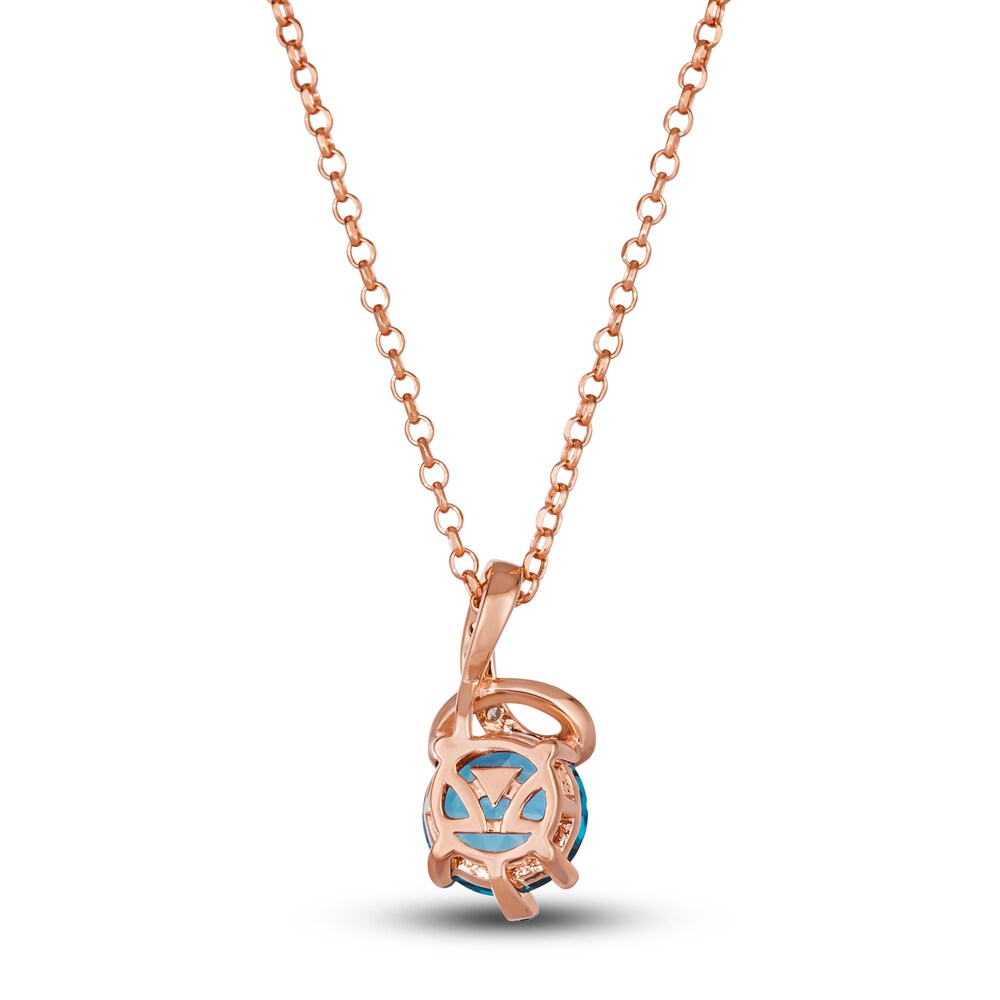 Le Vian Wrapped In Chocolate Natural Blue Topaz Necklace 1/8 ct tw Diamonds 14K Strawberry Gold 19\" qzEWWugg