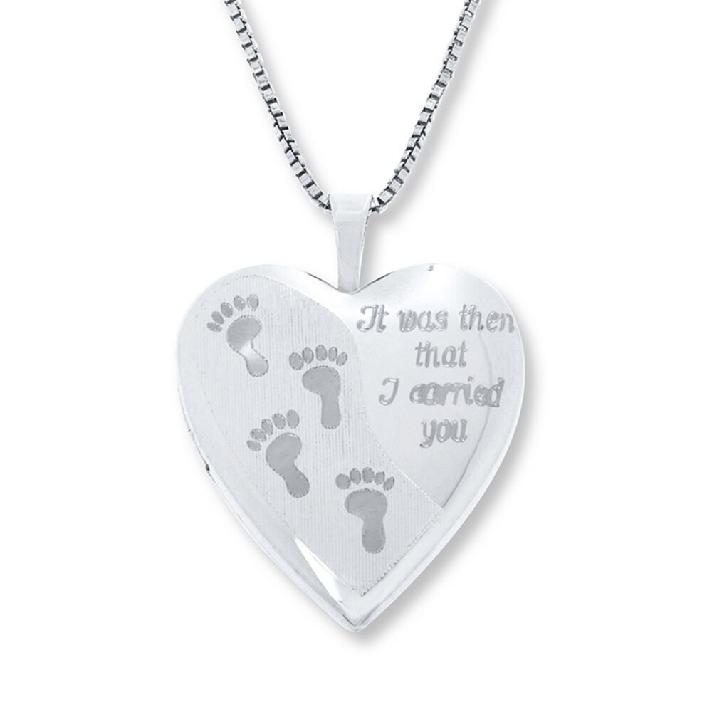 Footprints Heart Locket Sterling Silver qzZDbi3l [qzZDbi3l]