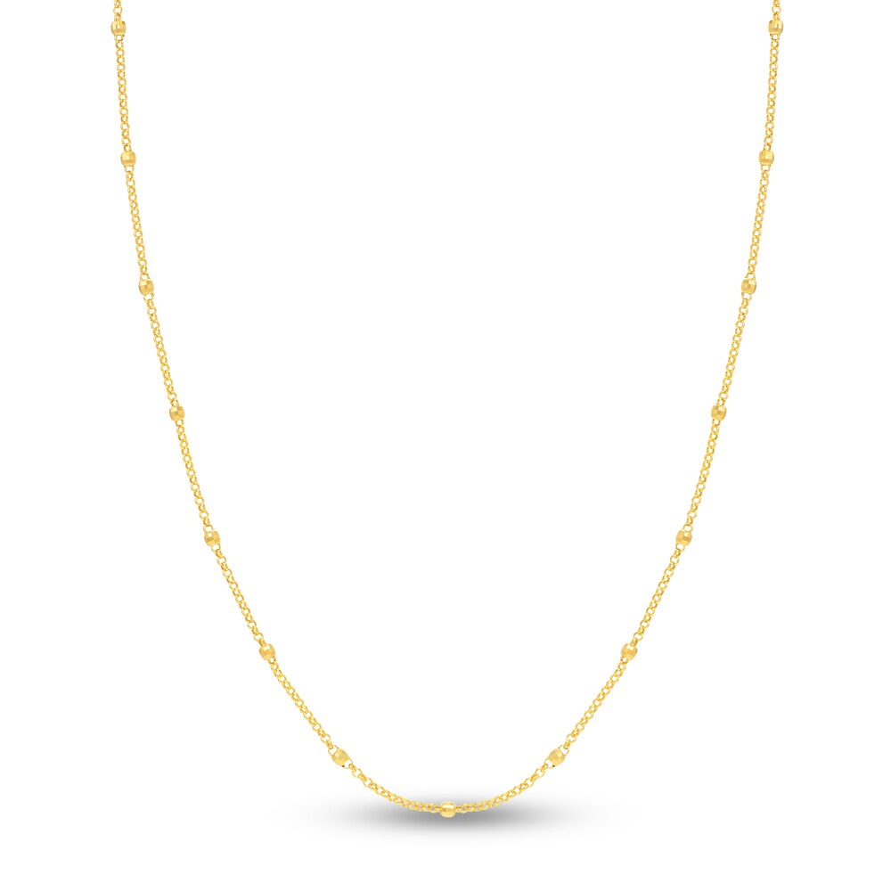 Disco Bead Rolo Chain 14K Yellow Gold 18\" r0b4j6vl