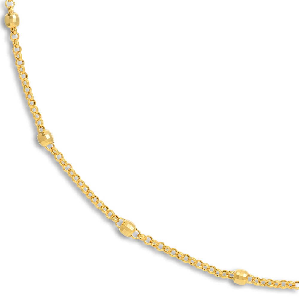 Disco Bead Rolo Chain 14K Yellow Gold 18\" r0b4j6vl