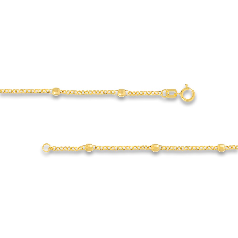 Disco Bead Rolo Chain 14K Yellow Gold 18\" r0b4j6vl