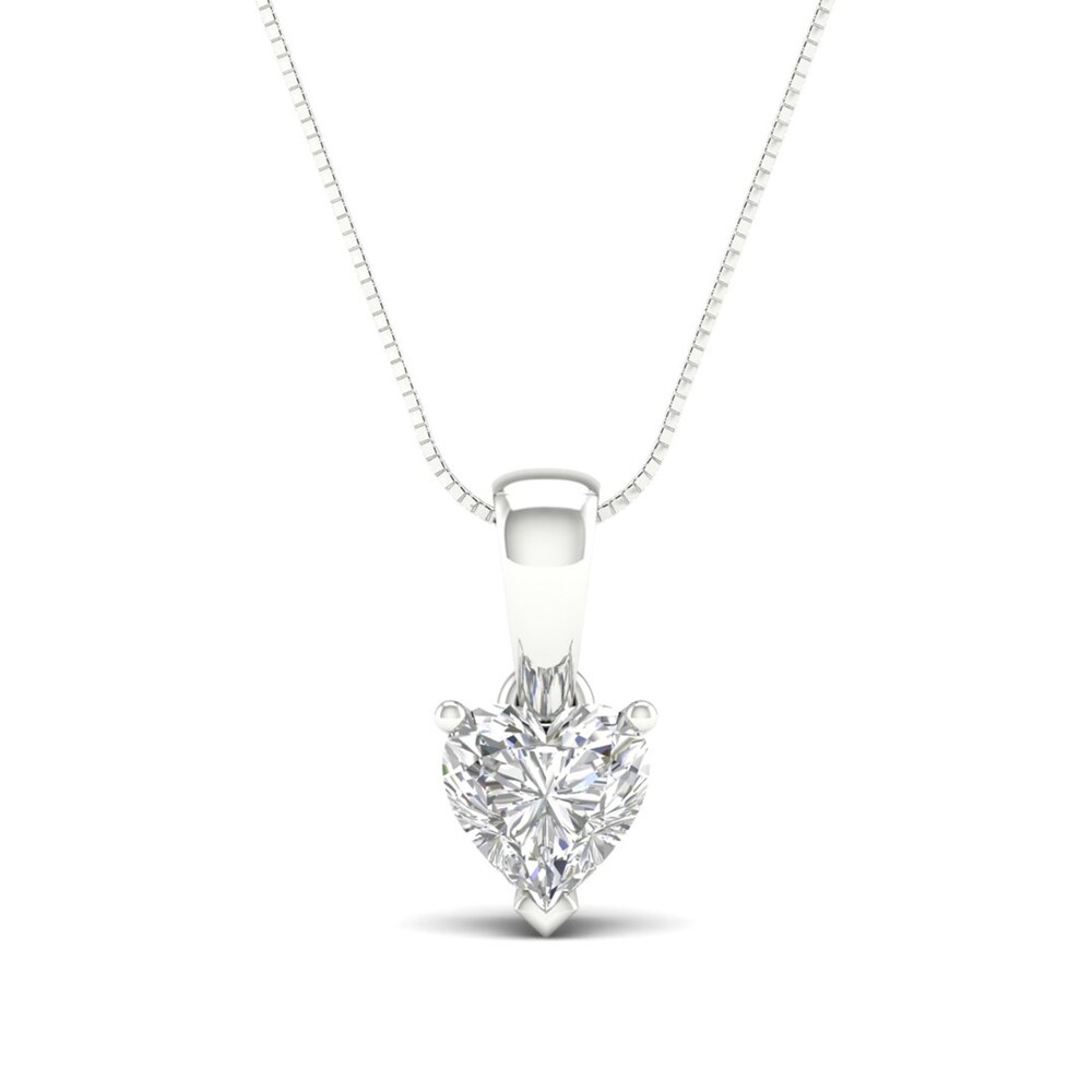 Diamond Heart Pendant Necklace 1/4 ct tw Heart Cut 14K White Gold 18\" r30B4SPS