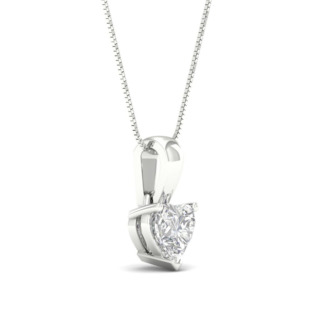 Diamond Heart Pendant Necklace 1/4 ct tw Heart Cut 14K White Gold 18\" r30B4SPS