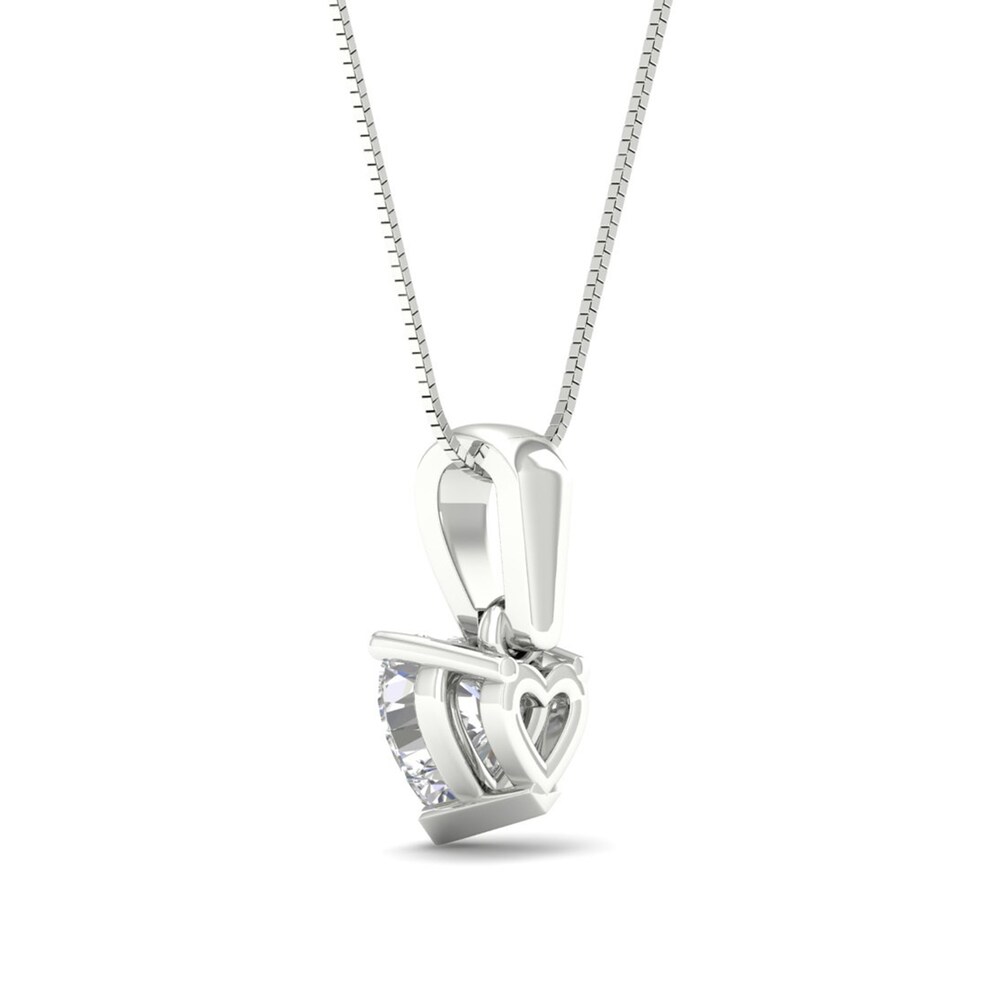 Diamond Heart Pendant Necklace 1/4 ct tw Heart Cut 14K White Gold 18\" r30B4SPS