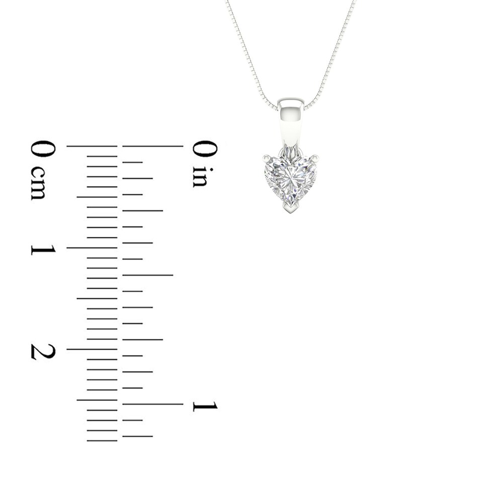 Diamond Heart Pendant Necklace 1/4 ct tw Heart Cut 14K White Gold 18\" r30B4SPS