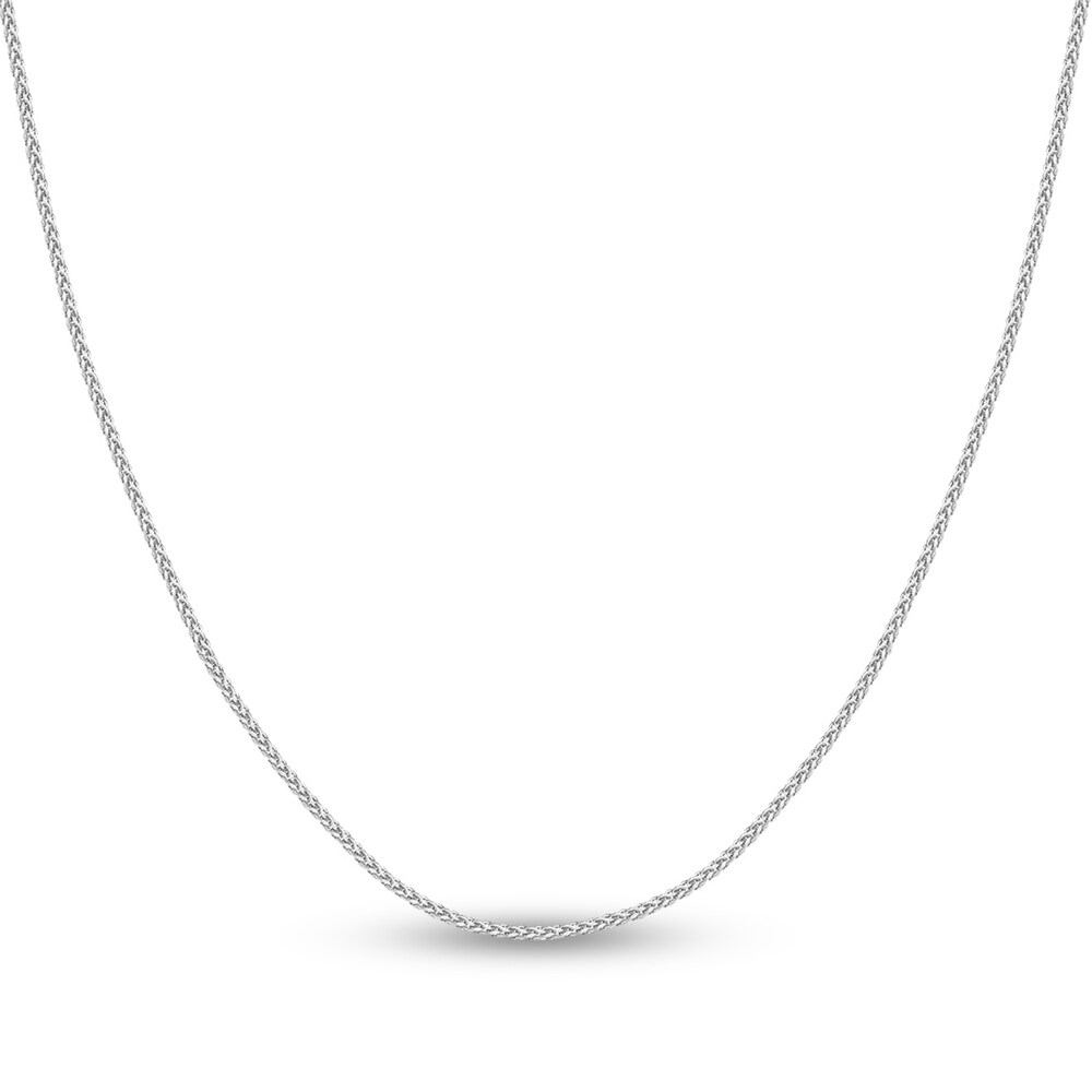 Round Wheat Chain Necklace 14K White Gold 16" r5EwgoqQ