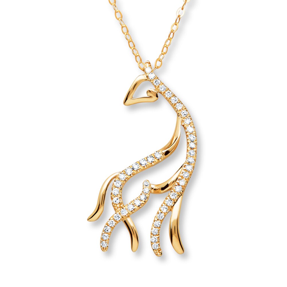 Giraffe Necklace 1/10 ct tw Diamonds 10K Yellow Gold rCVreZUc