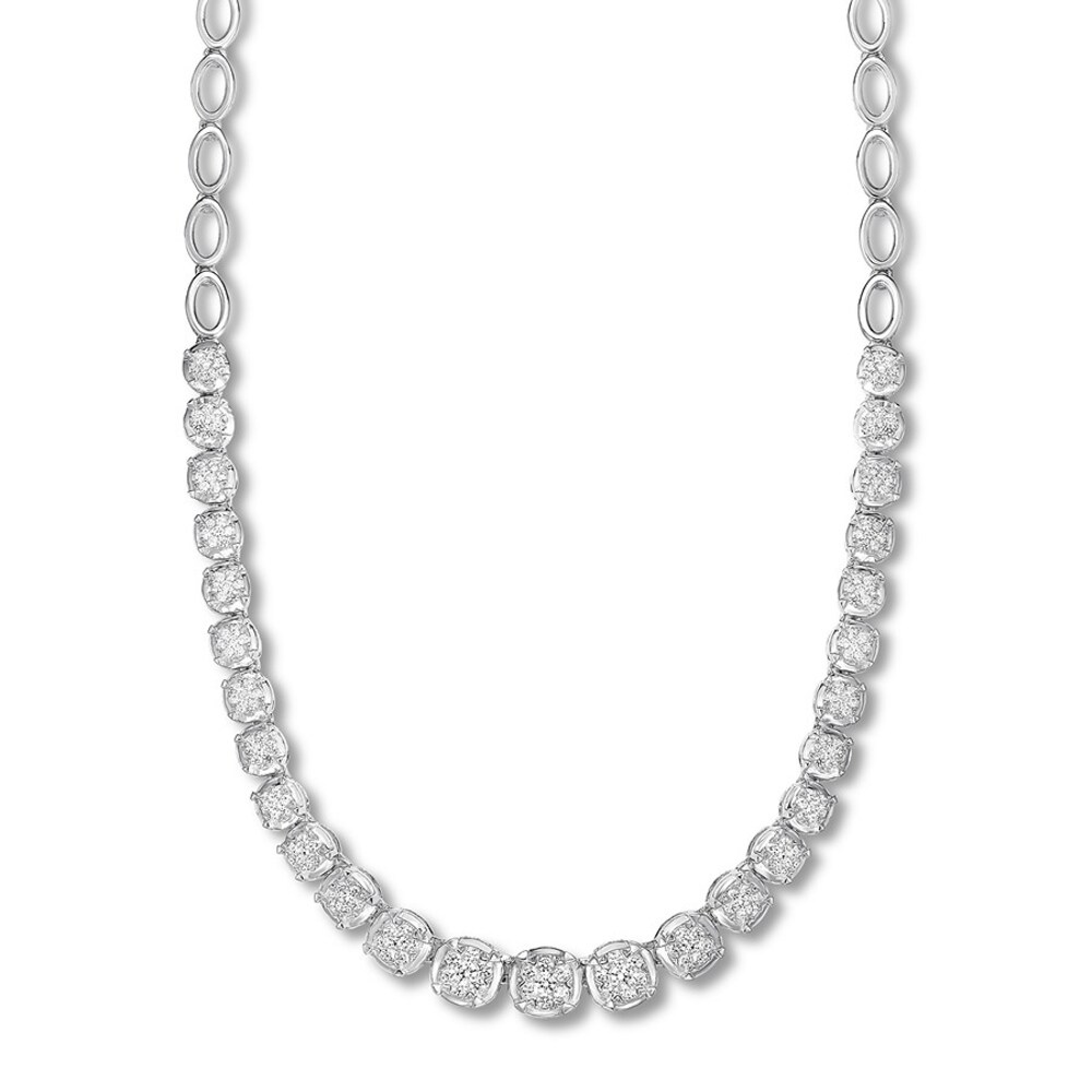 Diamond Choker Tennis Necklace 1 ct tw Round-cut 14K White Gold rKJO7yLu