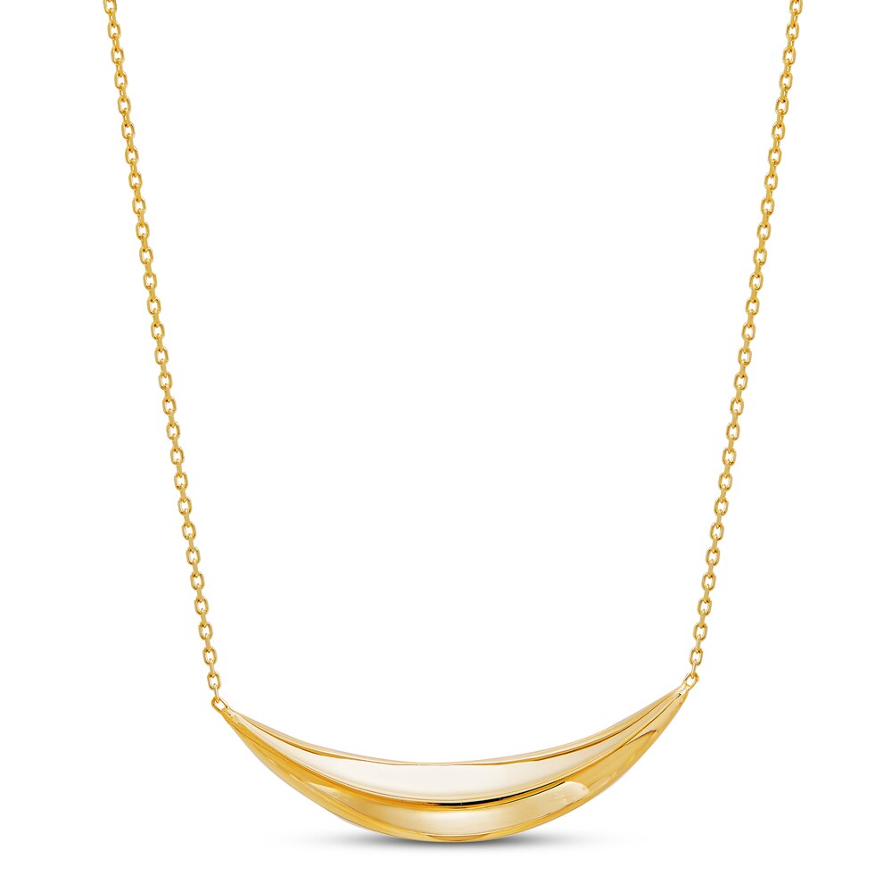 Italia D'Oro Curved Bar Necklace 14K Yellow Gold rNo4wLiF