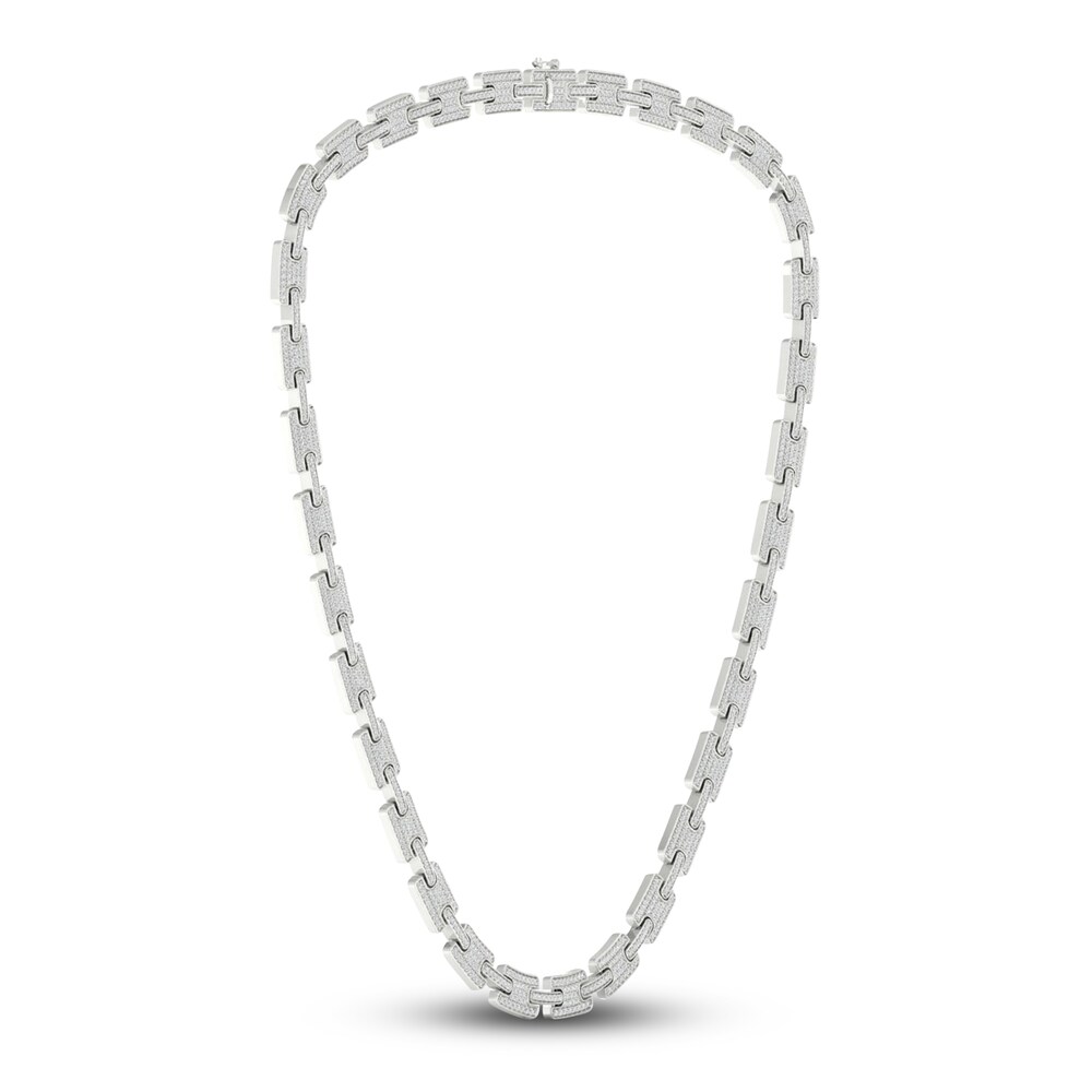 Men\'s Lab-Created Diamond Chain Necklace 9 ct tw Round 14K White Gold rOUIkaOb [rOUIkaOb]