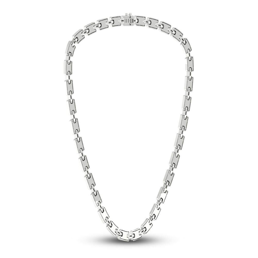 Men\'s Lab-Created Diamond Chain Necklace 9 ct tw Round 14K White Gold rOUIkaOb