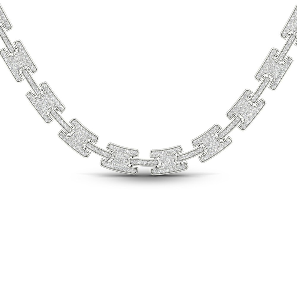 Men\'s Lab-Created Diamond Chain Necklace 9 ct tw Round 14K White Gold rOUIkaOb