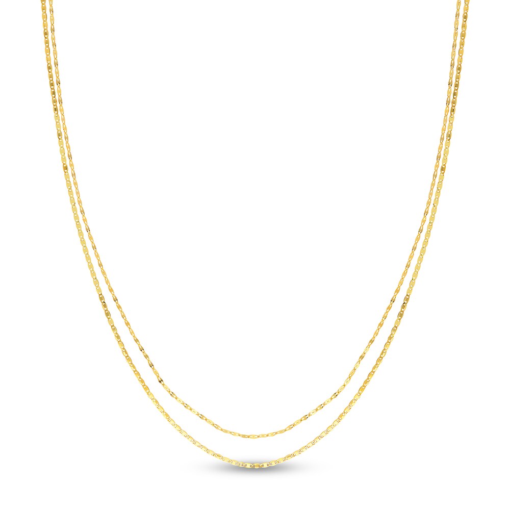 Mixed Chain Necklace 14K Yellow Gold 18" Adj. rTLwZuZh