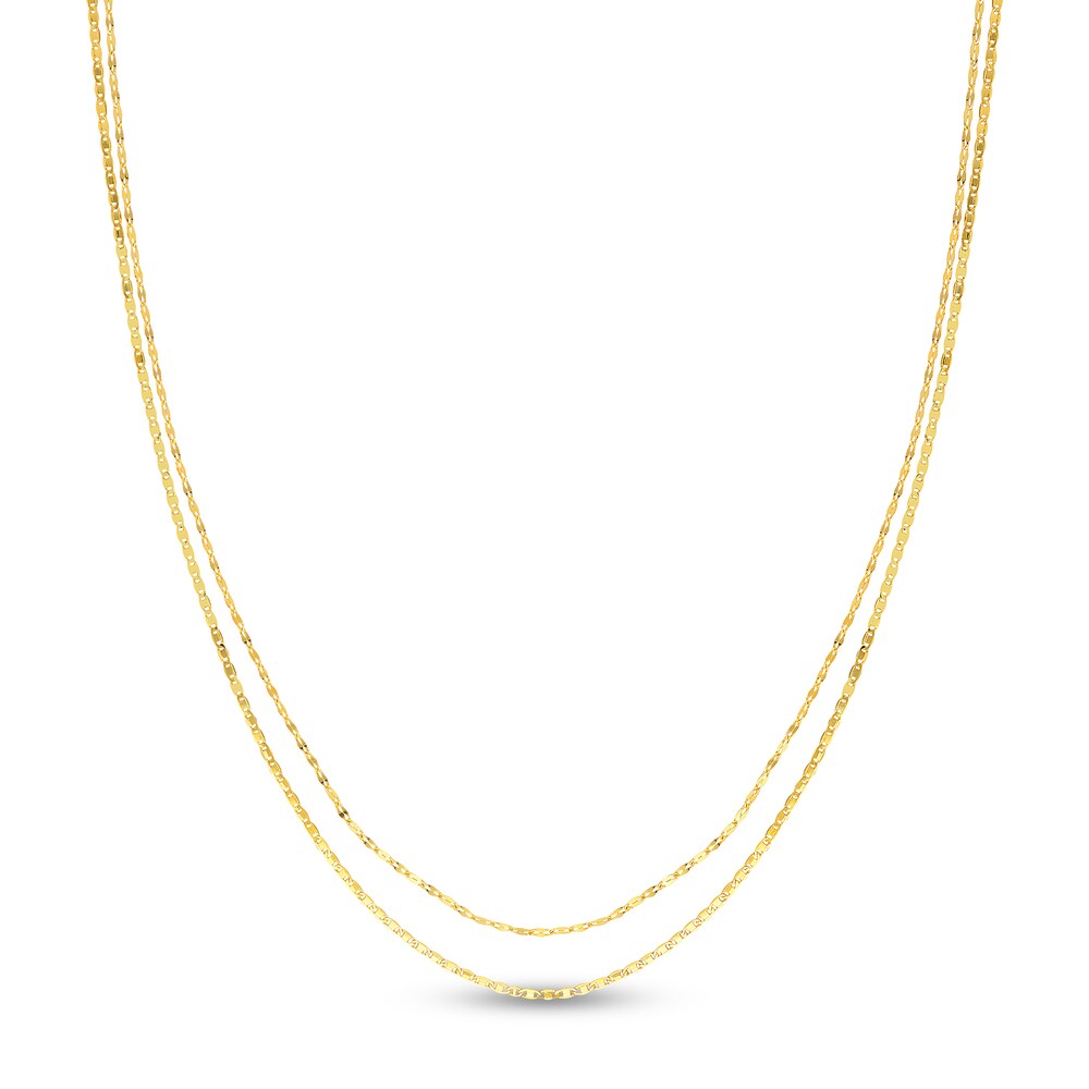 Mixed Chain Necklace 14K Yellow Gold 18" Adj. rTLwZuZh